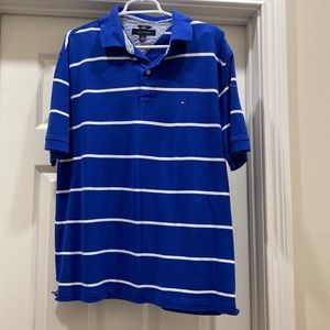 Large Tommy Hilfiger blue short sleeve polo shirt striped